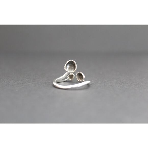 Sterling Silver Adjustable Mushroom Ring. Silver Adjustable 3 Mushroom Ring - Picture 4 of 7